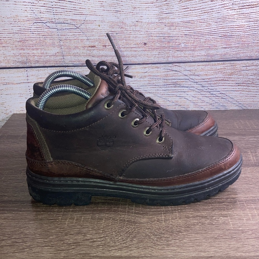 EUC Womens Timberland Brown Chukka Lace Up Brown Leather Hiking Boots 39328 7.5